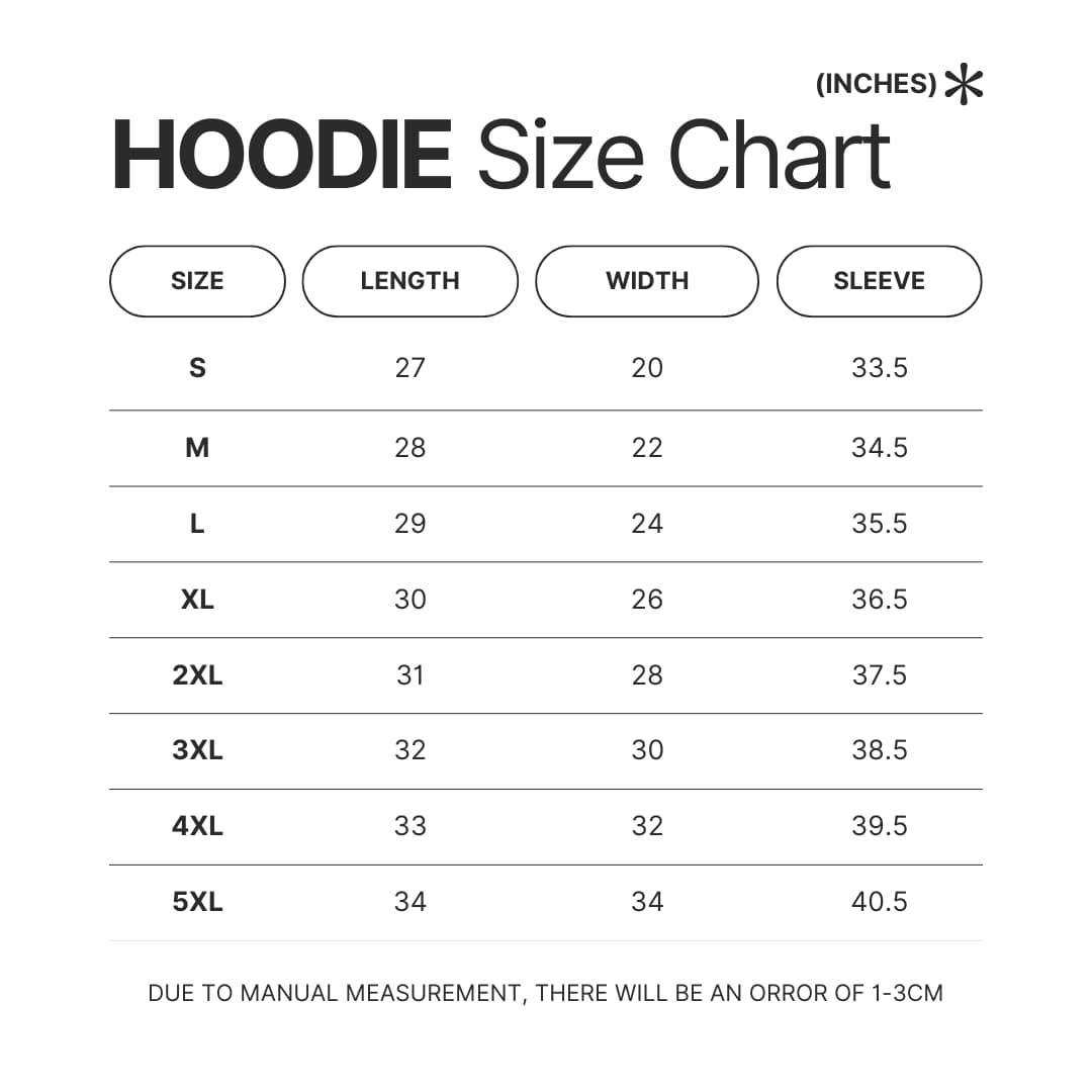 Hoodie Size Chart - Bad Friends Shop