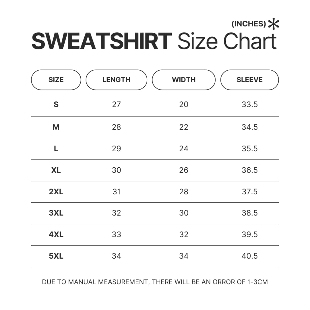 Sweatshirt Size Chart - Bad Friends Shop