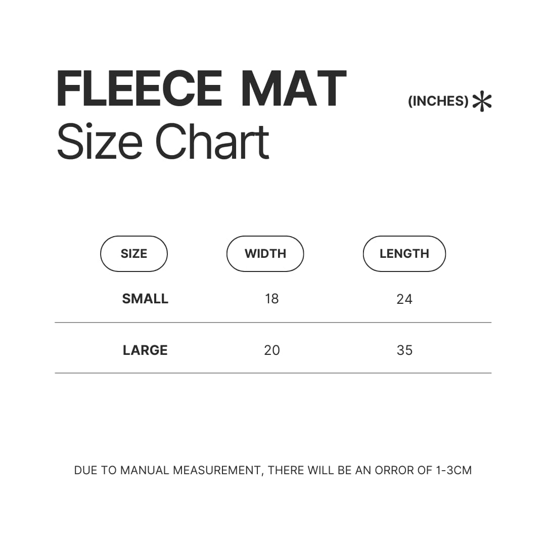 Fleece Mat Size Chart - Bad Friends Shop
