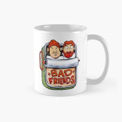 Bad Friends Comedy Podcast Fish Tin Illustration Design Mug