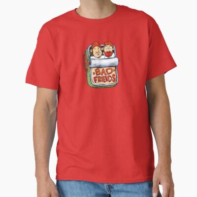 Bad Friends Comedy Podcast Fish Tin Illustration Design T-shirt