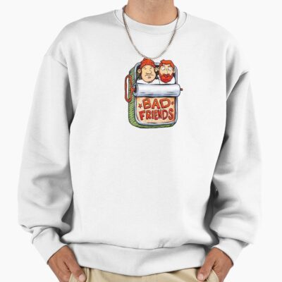 Bad Friends Comedy Podcast Fish Tin Illustration Design Sweatshirt