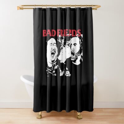 Bad Friends Black And White Shower Curtain