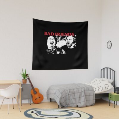 Bad Friends Black And White Tapestry